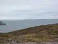 Green Island(s) from Saint Pierre island (France). Iceberg and Newfoundland in background.