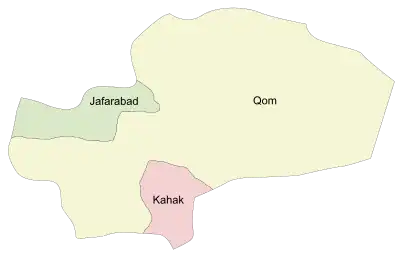 Location of Qom County in Qom province