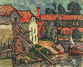 Jaan Vahtra&nbsp;[et] (1882–1947). Räpina mill. 1913. Board, oil.