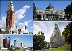 Clockwise from top: The Torre Monumental, the Retiro Railway Station, Catalinas Norte in the Central Business District and the Kavanagh Building with the Plaza San Martín.