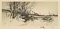 Etching Winter landscape