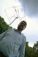 Amateur radio antenna array used for Earth–Moon–Earth communication on 144&nbsp;MHz. Location Jäder, central Sweden.