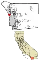 Location of Encinitas in San Diego County, California