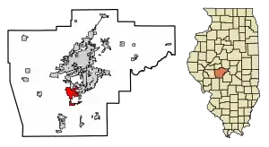 Location of Chatham in Sangamon County, Illinois.