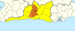 La Cuba (red) in Palma Soriano (orange) in Santiago de Cuba (yellow)
