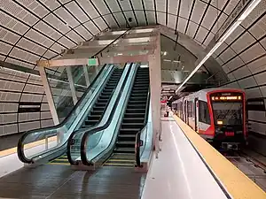 Train at Chinatown station, 2022