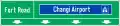 Get in lane with respect to the destinations stated above each downward-pointing lane arrow