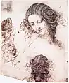 Study of a woman's head and coiffure for Leda and the Swan by Leonardo, c. 1506