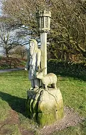 The Shepherd and the Ram chainsaw sculpture by Peter Leadbeater on Beacon Hill