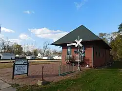 The Chicago, Burlington and Quincy Railroad depot in Thomson in November&nbsp;2016, serving as a museum.