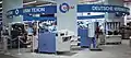 Shoe machinery on the USM-Texon stand at the international fair at Pirmasens, Germany, late 1990s