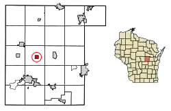Location of Ogdensburg in Waupaca County, Wisconsin.