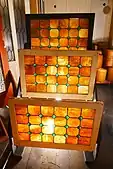 Stained glass windows in storage