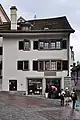 Zürich, Zwingli-Platz (Grossmünster) : Former home of Konrad von Mure († 1280) and the house, where Johann Jakob Scheuchzer was born