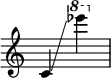 {
\override Score.SpacingSpanner.strict-note-spacing = ##t
\set Score.proportionalNotationDuration = #(ly:make-moment 1/8)
\override Score.TimeSignature #'stencil = ##f
\relative c' {
\time 2/4
\ottava #0 c4 \glissando \ottava #1 es'''
}
}
