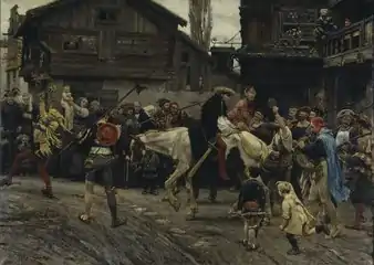 Peder Sunnanväder&nbsp;[sv]'s and Mäster Knut&nbsp;[sv]'s Ignominious Entry into Stockholm 1526, 1879